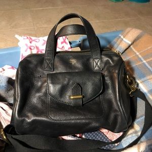 New black leather fossil satchel